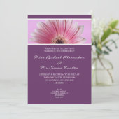 Belle invitation Mariage de Gerbera rose- Violet (Debout devant)
