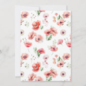 Belle invitation Pavot Rouge rose nuptiale Douche (Dos)