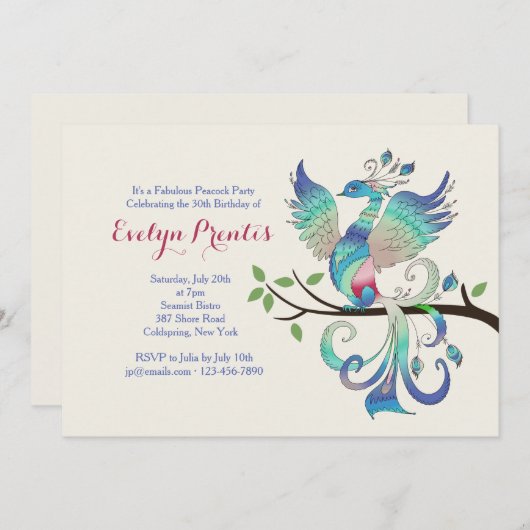 Belle Invitation Peacock (Devant / Derrière)