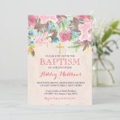 Belle Invitation Pink Floral BAPTISM (Debout devant)