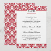 Belle invitation Red Mariage damassé (Devant / Derrière)