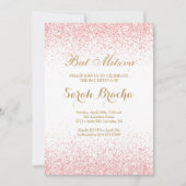 Belle invitation Rose Gold Glitter pour Bat Miztva (Devant)