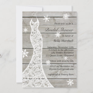 Belle invitation Rustique hiver nuptiale douche nu