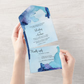 Belle invitation tout en un aquarelle bleue (Déchirure)
