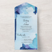 Belle invitation tout en un aquarelle bleue (À l'intérieur)