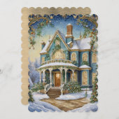 Belle Invitation Victorian Holiday Party (Devant / Derrière)