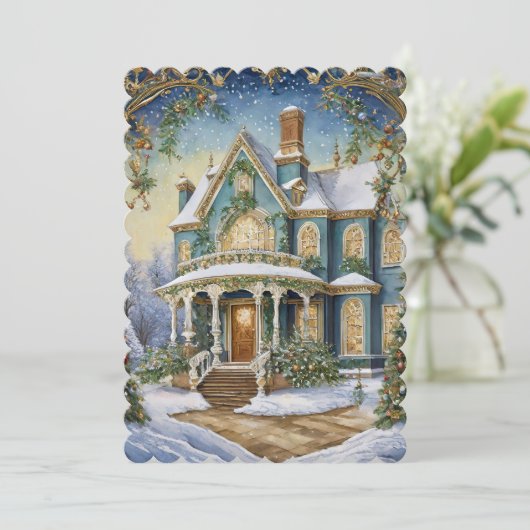 Belle Invitation Victorian Holiday Party (Debout devant)