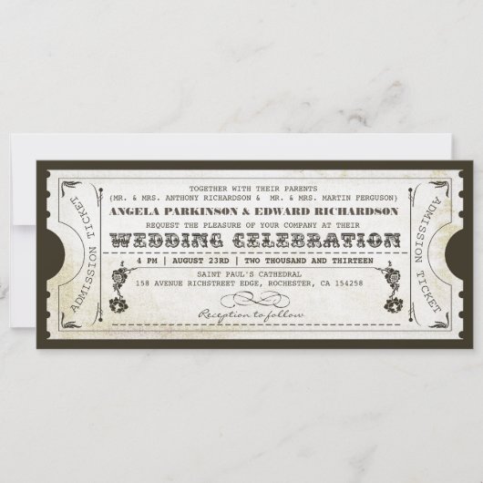 Belle invitation vintage mariage (Devant)