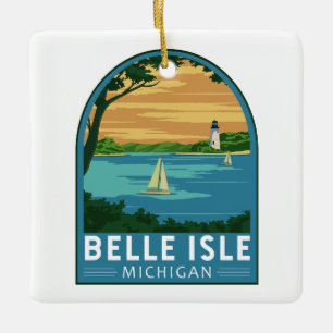 Belle Isle Park Michigan Travel Art Keramisch Ornament