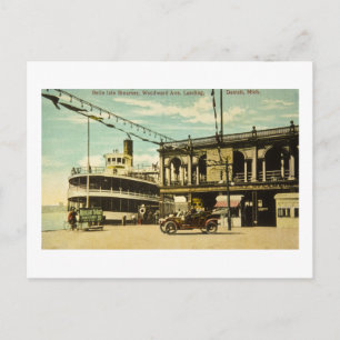 Belle Isle Steamer, Woodward Ave. De landing, Detr Briefkaart
