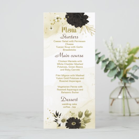 belle ivoire brun or mariage à fleurs menu (Debout devant)