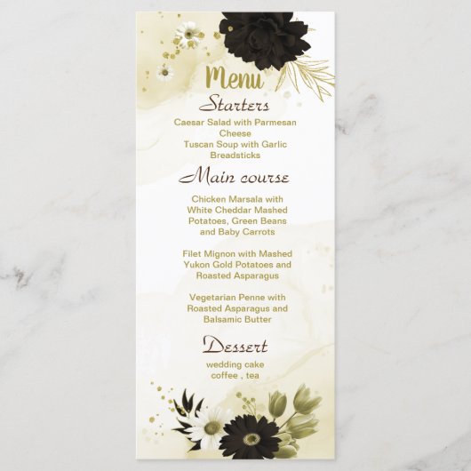 belle ivoire brun or mariage à fleurs menu (Devant)