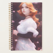 Belle Jeune Fille Parmi Les Fleurs Roses Portrait (Devant)