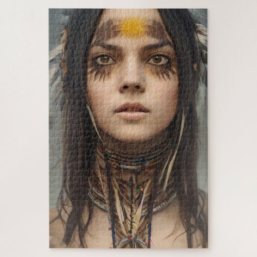 BELLE JEUNE INDIENNE NATIVE FILLE JIGSAW PUZZLE (Vertical)