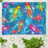 Belle Koi Fish Pond Serviette de cuisine (Plié)