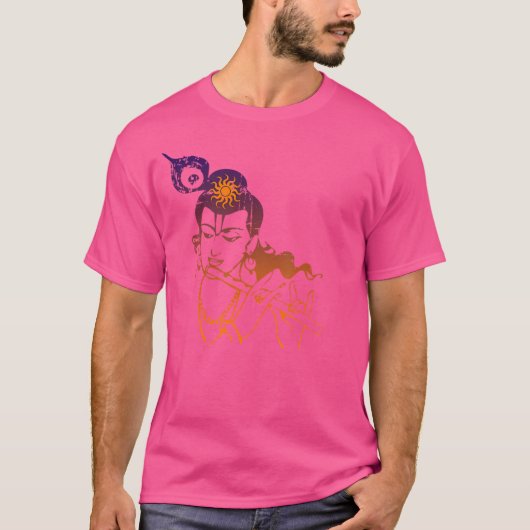 Belle Krishna Jouer Flute Tshirt Vintage Eff (Devant)