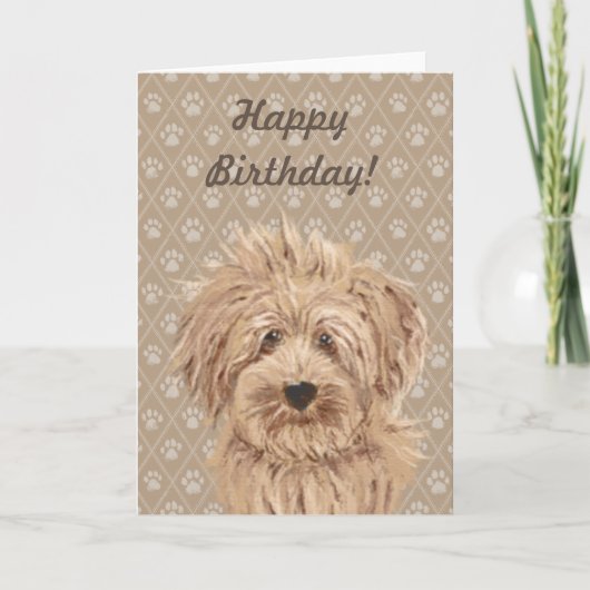 Belle Labradoodle Dog Peinture Carte Anniversaire (Devant)