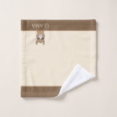Belle lama sur fond beige et marron (Gant de toilette)