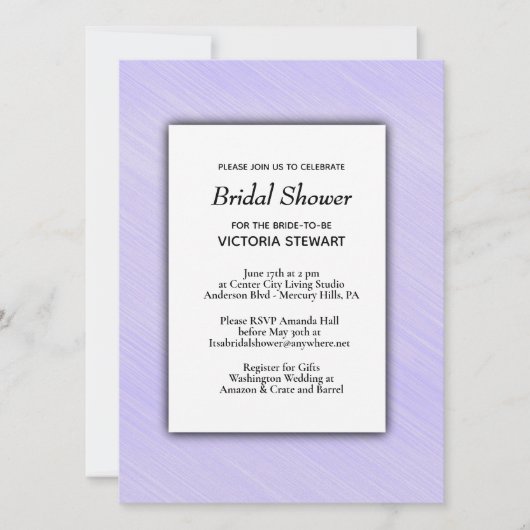Belle Lavande de douche nuptiale Invitation (Devant)