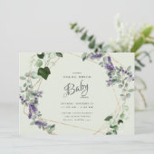 Belle Lavande Foliage Baby shower Invitation (Debout devant)