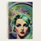 Belle Lavande & Green Retro Style Space Woman (Devant)