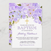Belle Lavande violette BAPTISME Invitation (Devant / Derrière)