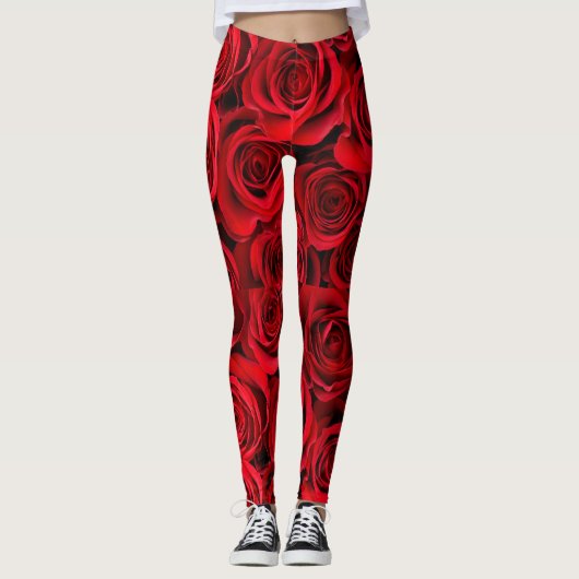 Belle leggings de roses rouges (Devant)