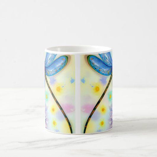 Belle libellule aquarelle, Mug de café (Centre)