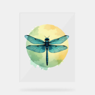 Belle Libellule Verte Art Aquarelle Insecte Amoure