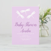 Belle libellule Violet Baby shower Invitation (Debout devant)