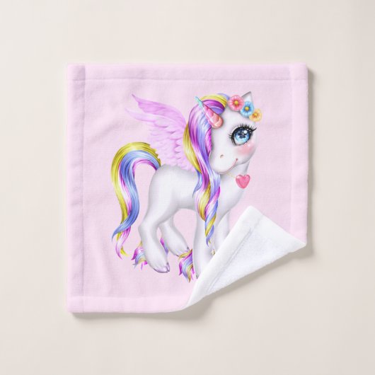 Belle licorne avec Rainbow Mane (Gant de toilette)