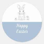 Belle ligne de lapin Art - Happy Sticker de Pâques (Devant)