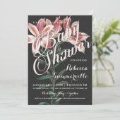 Belle Lily Botanique Bébé Douche Invitations (Debout devant)