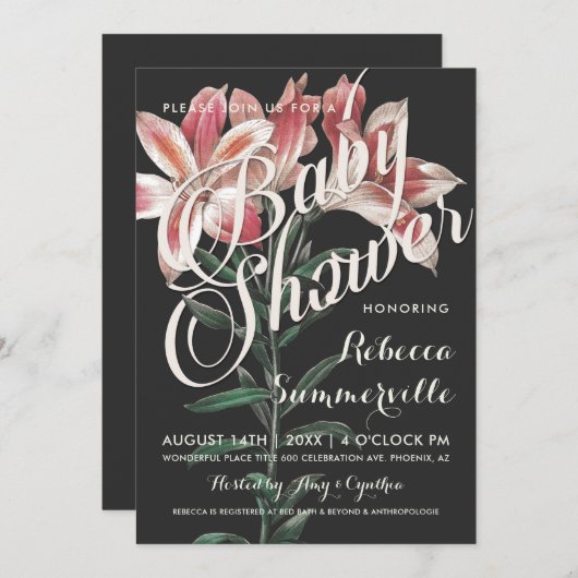 Belle Lily Botanique Bébé Douche Invitations (Devant / Derrière)