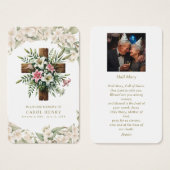 Belle Lily catholique Hail Mary Prayer Card (Devant & derrière)