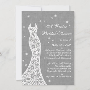 Belle Linge Lin Hiver Nuptiale Douche Invitation