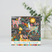 Belle Llamas Colorful Festive Festive Invitation (Debout devant)