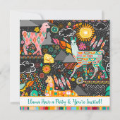 Belle Llamas Colorful Festive Festive Invitation (Devant)