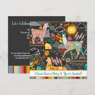 Belle Llamas Colorful Festive Festive Invitation