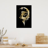 Belle lune étoiles femme art déco illustration (Cuisine)