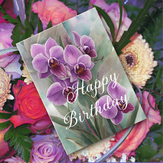 Belle Magenta rose Orchidées d'hiver Carte d'anniv
