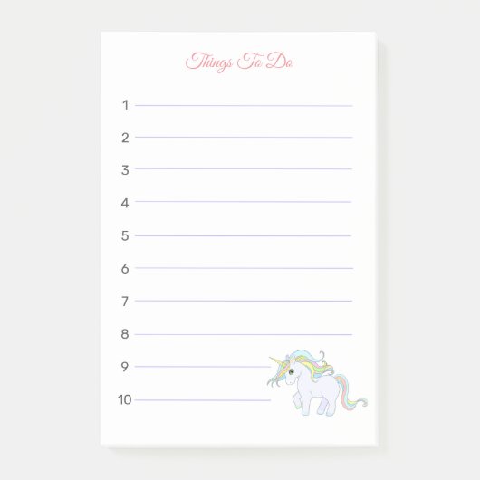 Belle Magie Unicorne Choses à faire Post-it Notes (Devant)