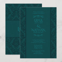 Belle Mariage damassé Turquoise Invitations