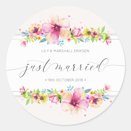 Belle Mariée Mariée Juste Mariée | Autocollant Joi (Devant)