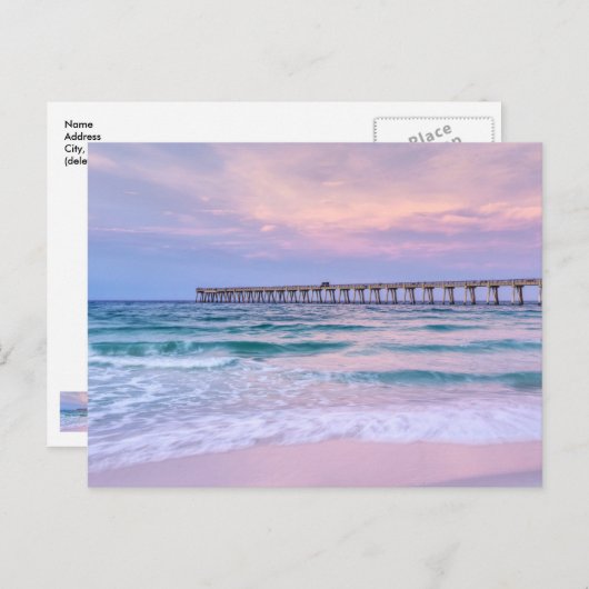 Belle Matin Jetée de Navarre Beach Carte Postale V (Devant / Derrière)