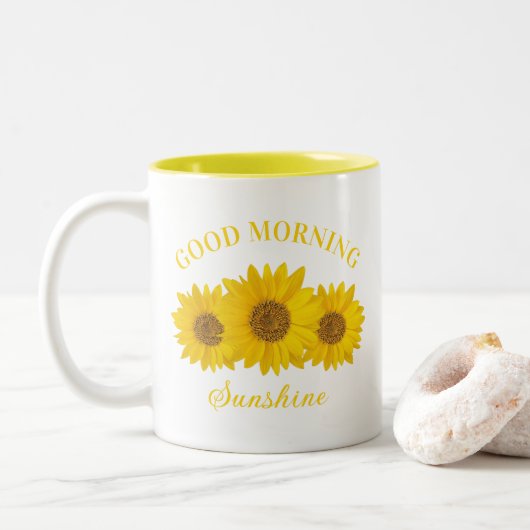 Belle Matinée Sunshine Tournesol Café Mug (Avec donut)