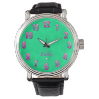 Belle montre avec des chiffres et nom floraux rose
