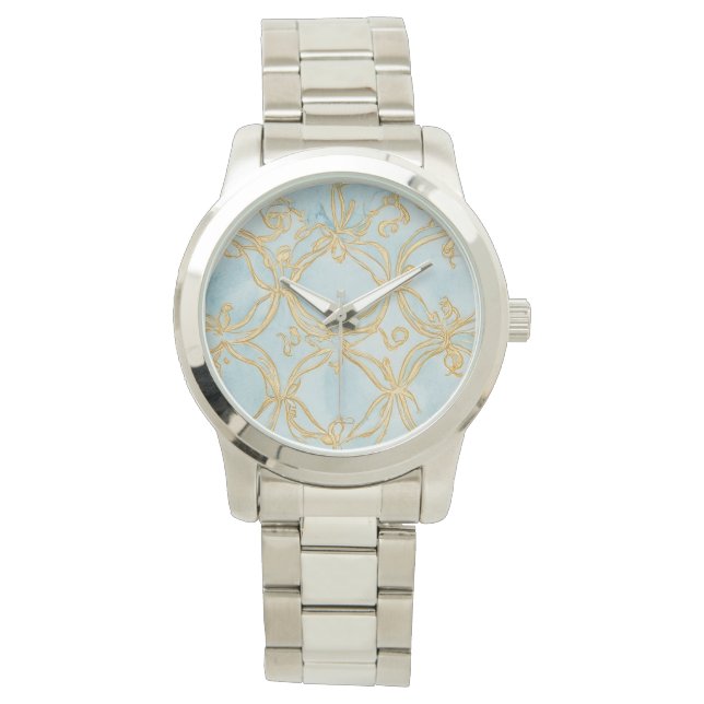 Belle mosaïque Soft Blue Gold, Femmes Montre élect (devant)