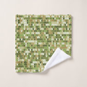 Belle motif en tricot de mamie vert olive (Gant de toilette)