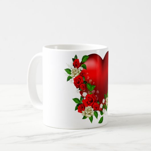 Belle Mug Avec Fleurs & Cardiaque (Devant gauche)